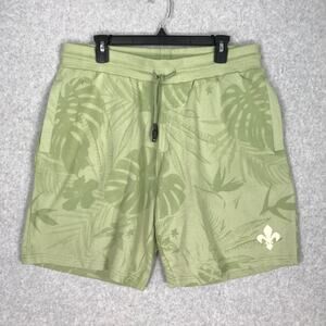 Eleven Paris Shorts Mens XL Green Sweat Swamp Tropical Palm Gym‎ Lounge Active